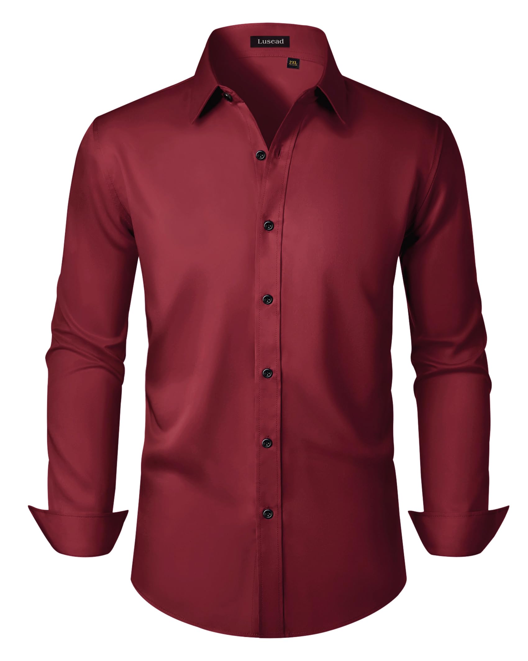 Men's Dress Shirts Long Sleeve Stretch Wrinkle Free Slim Fit Wedding Formal Button Down Shirt
